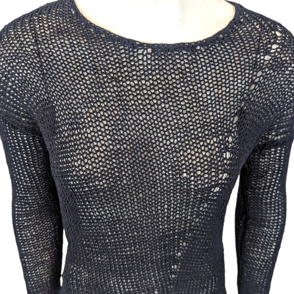 Vince Open Stitch Pullover Sweater Womens XS Black Long Sleeve Quiet Luxury - Picture 2 of 10